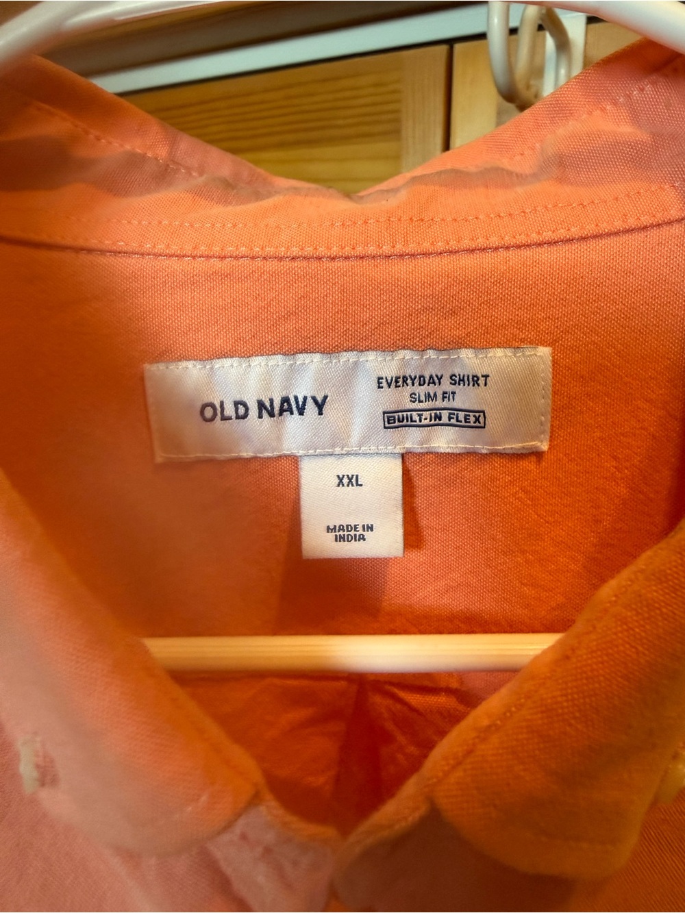 Old Navy Men's Coral-Peach Long Sleeve Button-Down Shirt - Picture 2 of 12